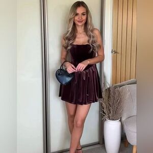 NWT NEW ZARA 2024 mauve GATHERED CORSETRY-INSPIRED DRESS corset rushed maroon